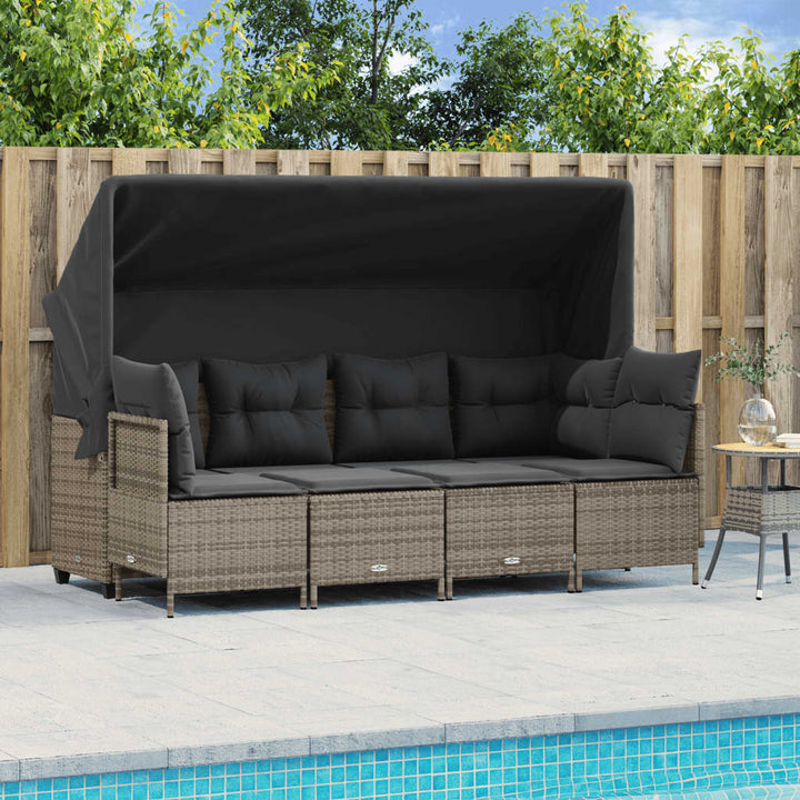 Set Mobilier De Grădină Cu Perne, 5 Piese, , Poliratan
