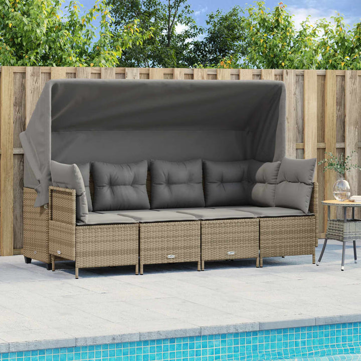 Set Mobilier De Grădină Cu Perne, 5 Piese, , Poliratan