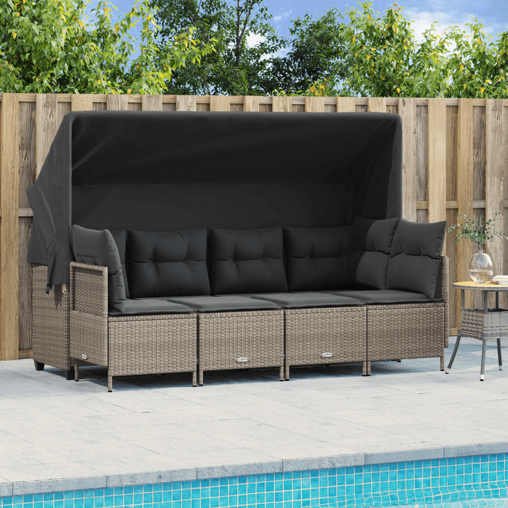 Set Mobilier De Grădină Cu Perne, 5 Piese, , Poliratan