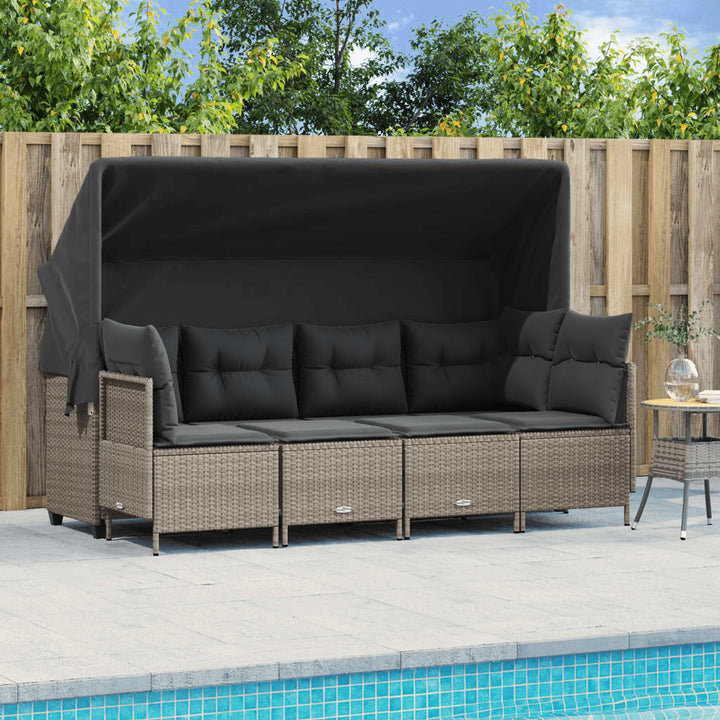 Set Mobilier De Grădină Cu Perne, 5 Piese, , Poliratan