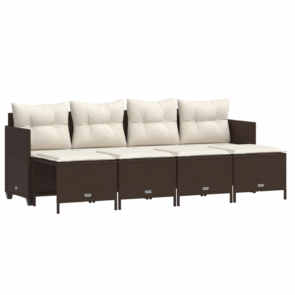 Set Canapele De Grădină Cu Perne, 5 Piese, , Poliratan