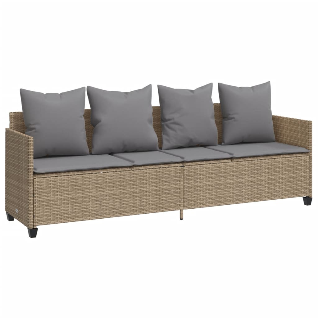 Set Canapele De Grădină Cu Perne, 5 Piese, Bej, Poliratan