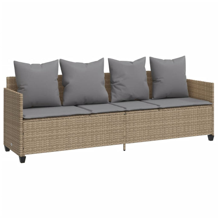 Set Canapele De Grădină Cu Perne, 5 Piese, Bej, Poliratan