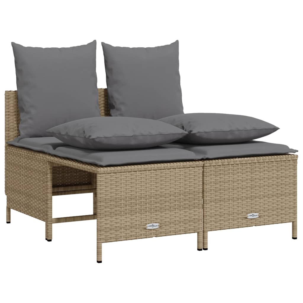 Set Canapele De Grădină Cu Perne, 5 Piese, Bej, Poliratan
