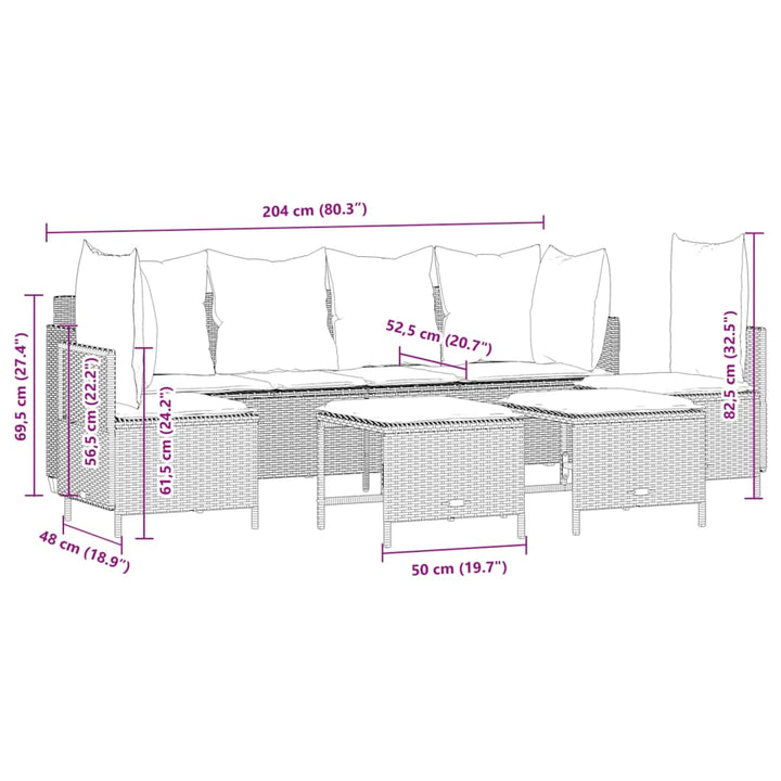 Set Canapele De Grădină Cu Perne, 5 Piese, Bej, Poliratan