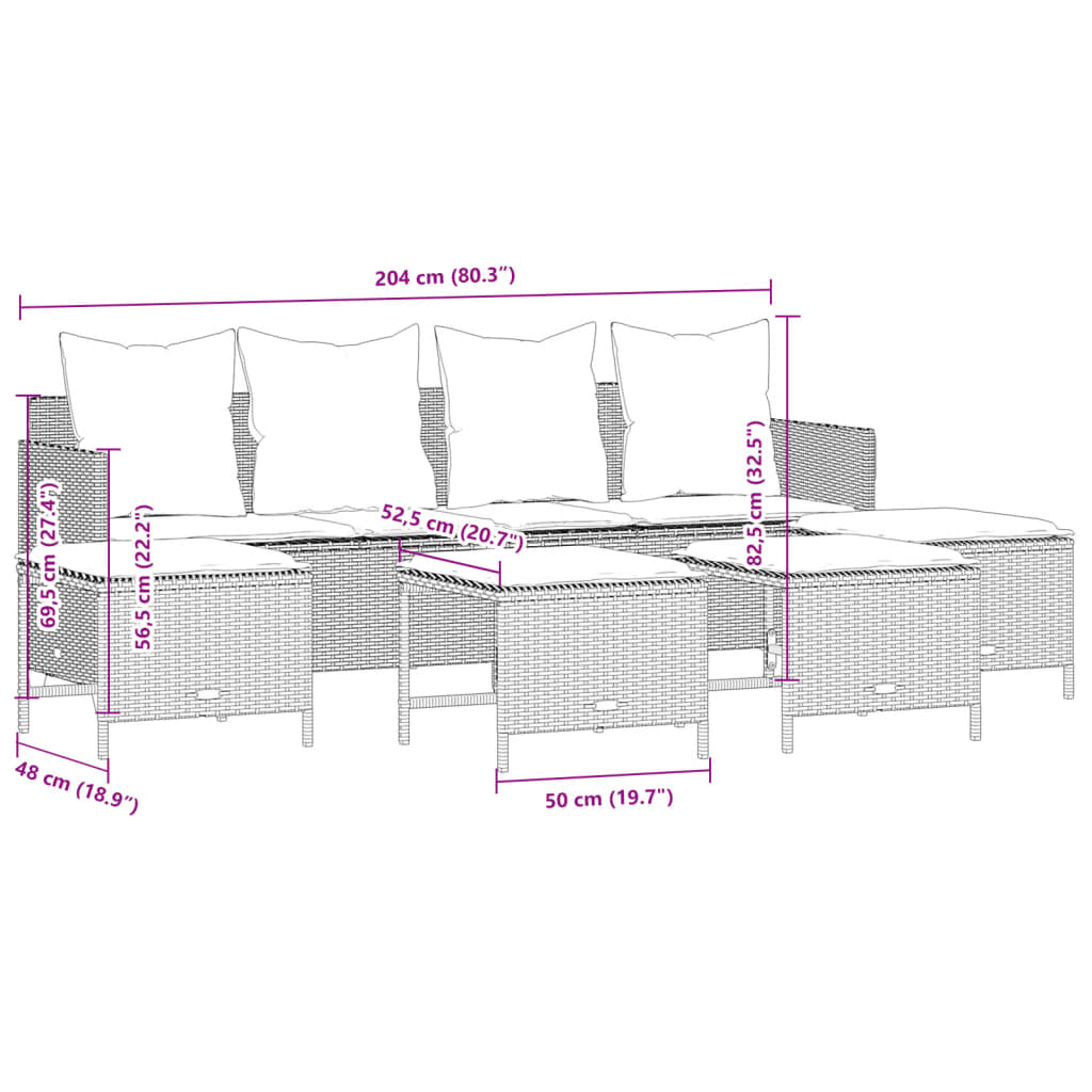 Set Mobilier De Grădină Cu Perne, 5 Piese, , Poliratan