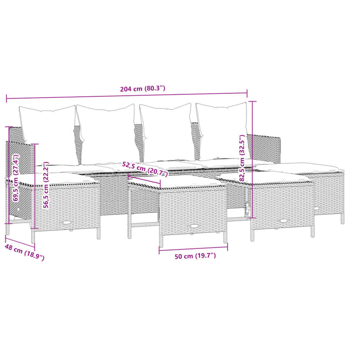 Set Mobilier De Grădină Cu Perne, 5 Piese, , Poliratan