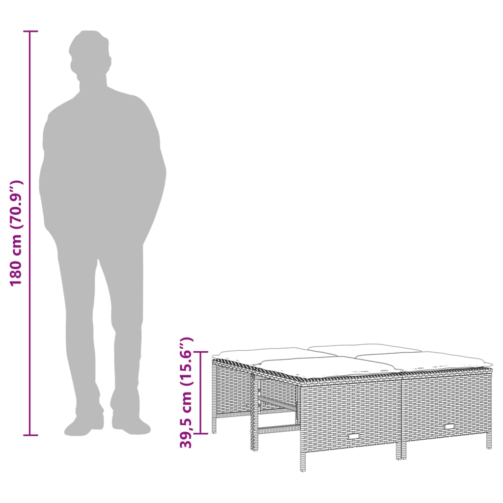 Set Mobilier De Grădină Cu Perne, 5 Piese, , Poliratan