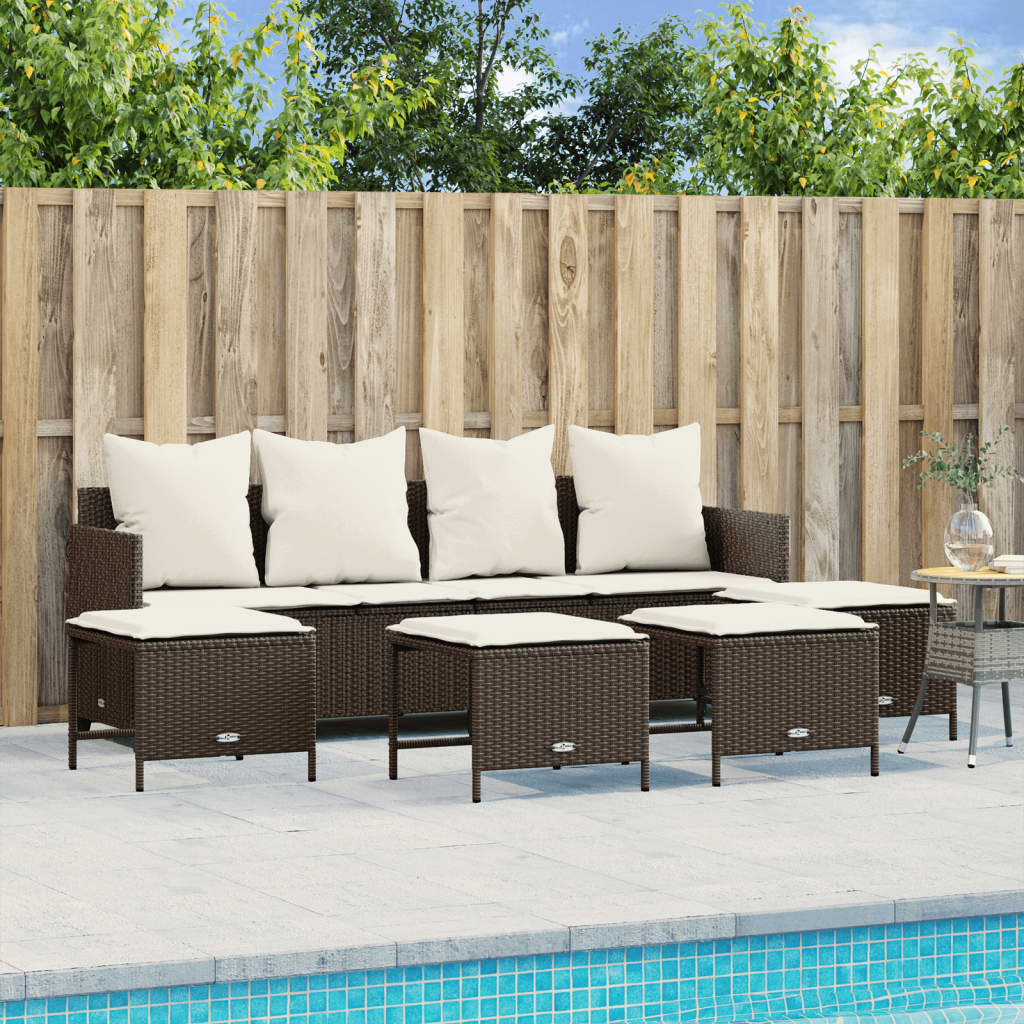 Set Mobilier De Grădină Cu Perne, 5 Piese, , Poliratan