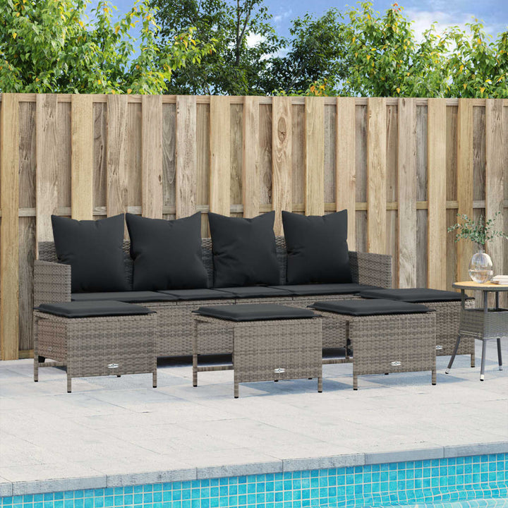 Set Mobilier De Grădină Cu Perne, 5 Piese, , Poliratan