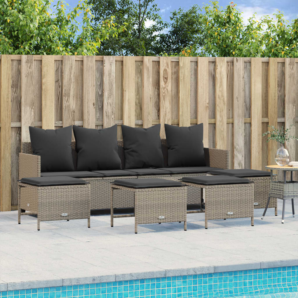 Set Mobilier De Grădină Cu Perne, 5 Piese, , Poliratan