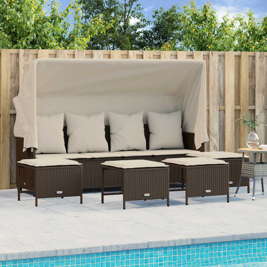 Set Mobilier De Grădină Cu Perne, 5 Piese, , Poliratan