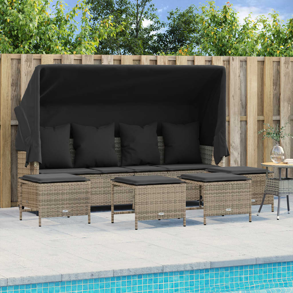 Set Mobilier De Grădină Cu Perne, 5 Piese, , Poliratan