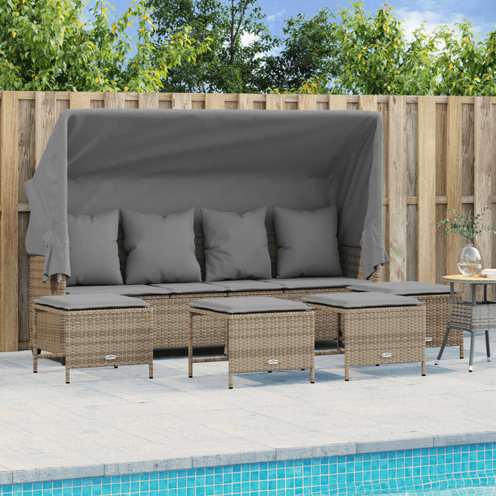 Set Mobilier De Grădină Cu Perne, 5 Piese, , Poliratan