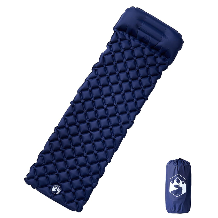 Saltea De Camping Gonflabilă Cu Pernă, 1 Persoană, Bleumarin