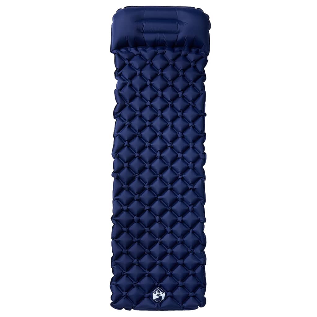 Saltea De Camping Gonflabilă Cu Pernă, 1 Persoană, Bleumarin