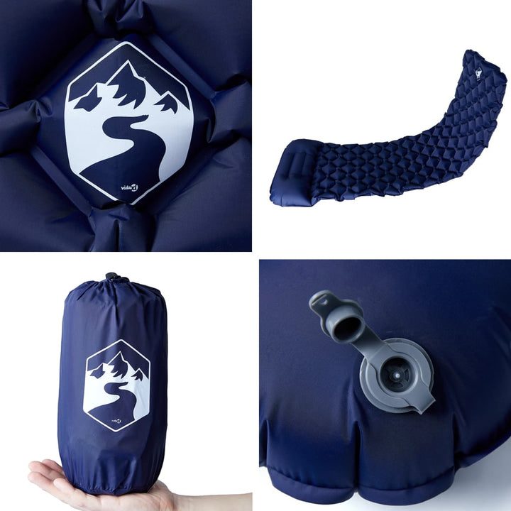 Saltea De Camping Gonflabilă Cu Pernă, 1 Persoană, Bleumarin