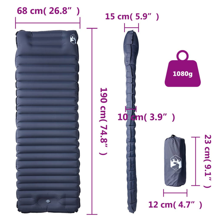 Saltea De Camping Auto-Gonflabilă, Cu Pernă, 1 Persoană,