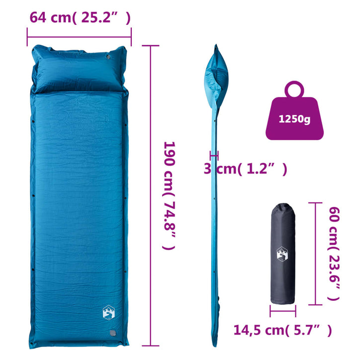 Saltea De Camping Gonflabilă Cu Pernă, 1 Persoană,