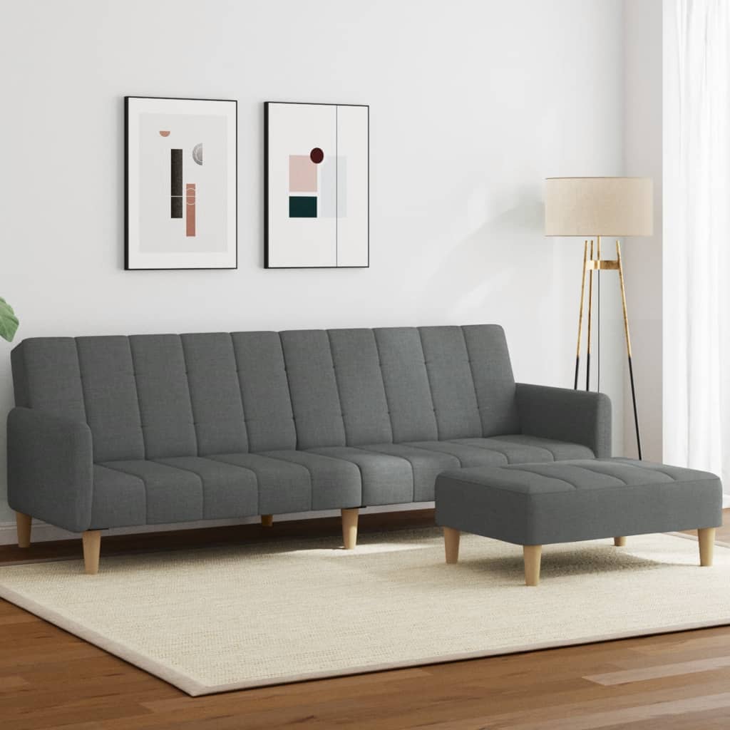 Canapea Extensibilă Cu Taburet, 2 Locuri, , Textil