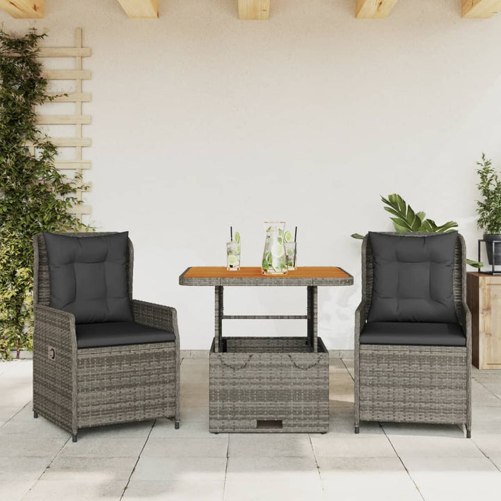 Set Bistro De Grădină Cu Perne, 3 Piese, , Poliratan