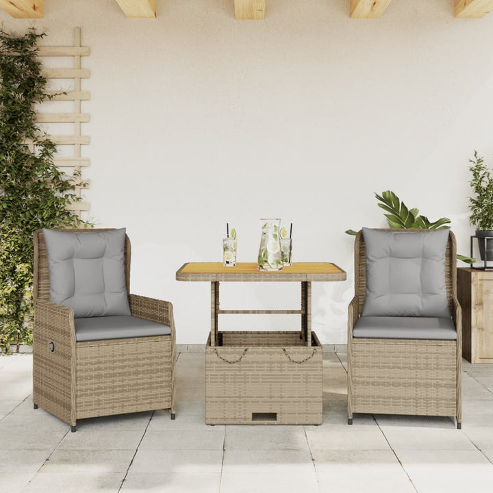 Set Bistro De Grădină Cu Perne, 3 Piese, , Poliratan