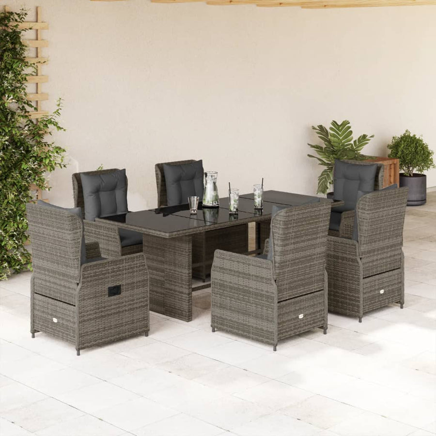 Set Mobilier De Grădină Cu Perne, 7 Piese, , Poliratan