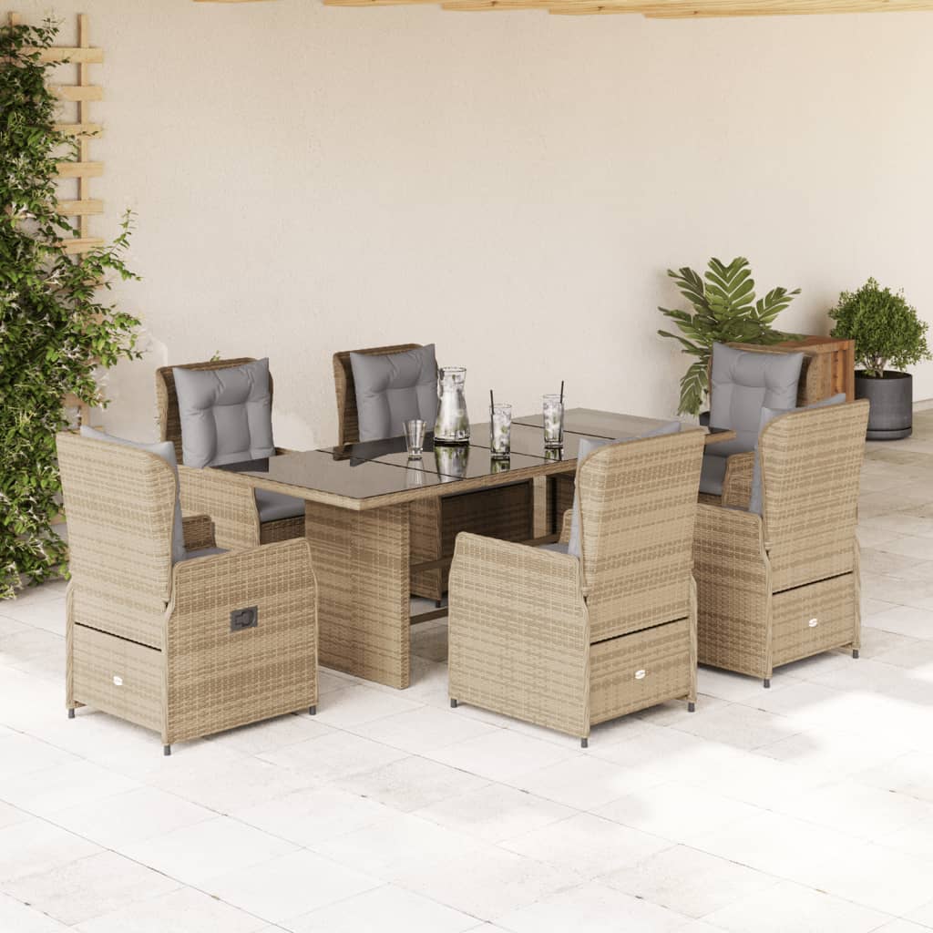 Set Mobilier De Grădină Cu Perne, 7 Piese, , Poliratan