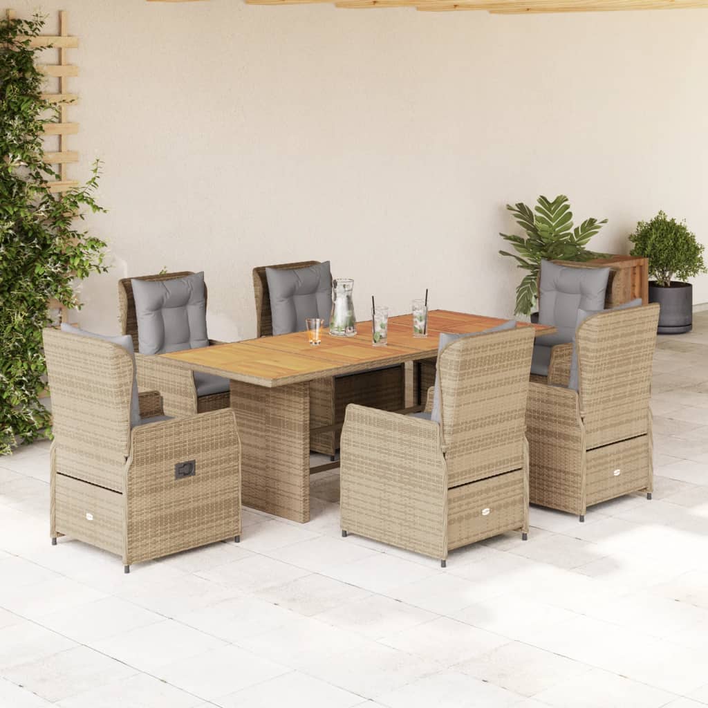 Set Mobilier De Grădină Cu Perne, 7 Piese, , Poliratan