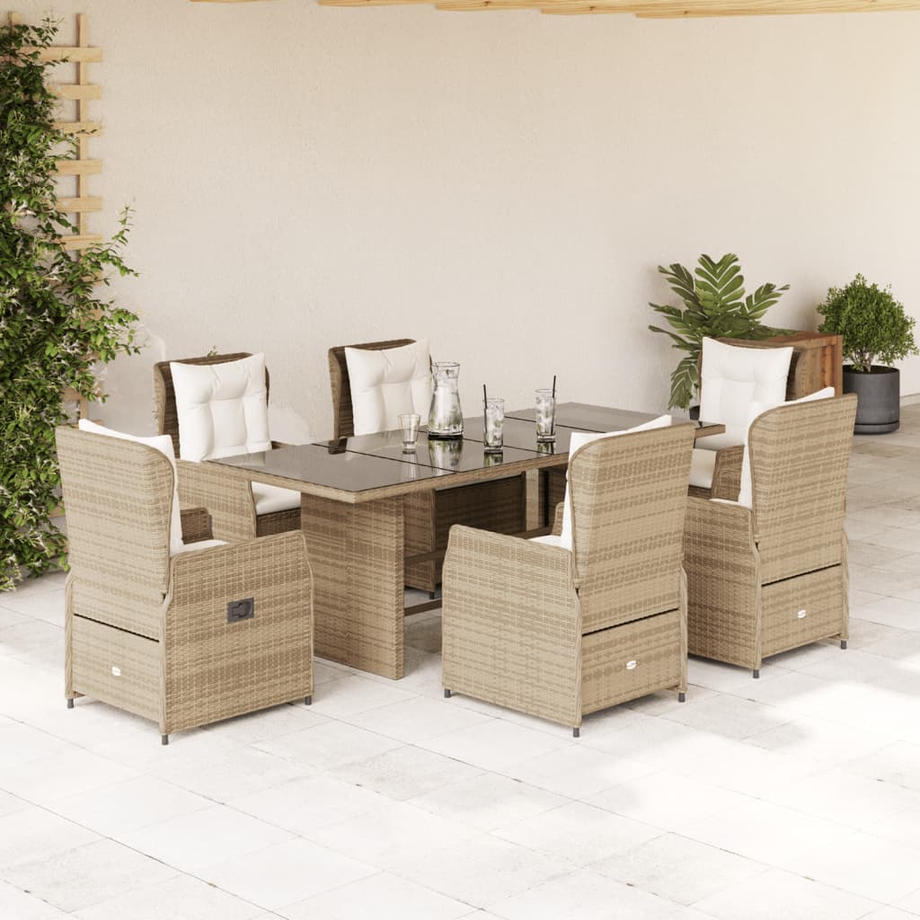 Set Mobilier De Grădină Cu Perne, 7 Piese, , Poliratan