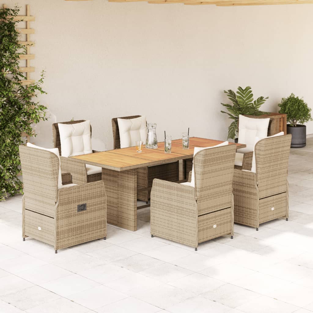 Set Mobilier De Grădină Cu Perne, 7 Piese, , Poliratan