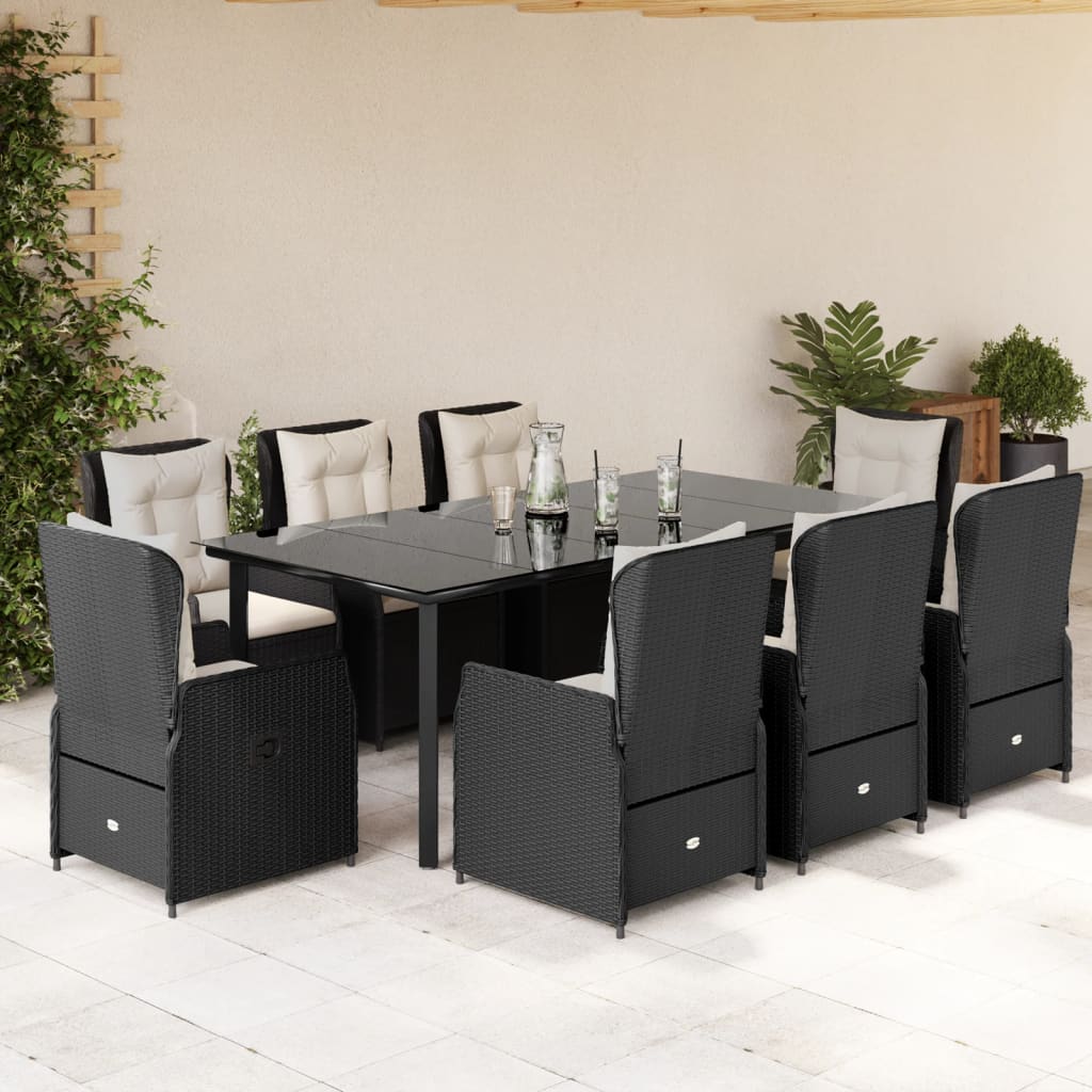 Set Mobilier De Grădină Cu Perne, 9 Piese, , Poliratan
