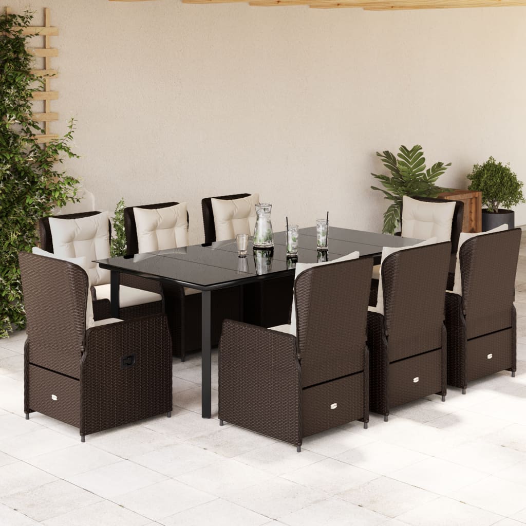Set Mobilier De Grădină Cu Perne, 9 Piese, , Poliratan