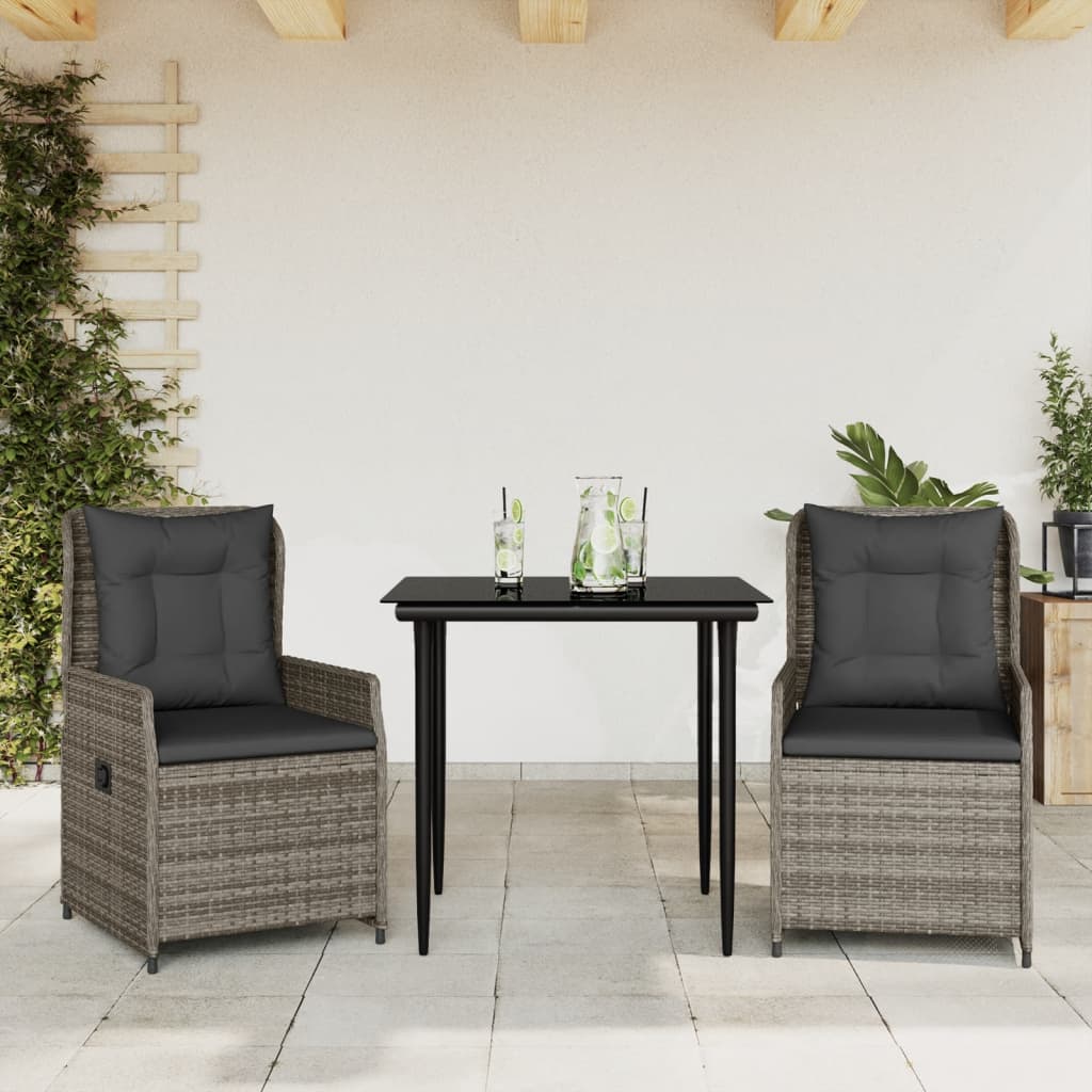 Set Mobilier De Grădină Cu Perne, 3 Piese, , Poliratan