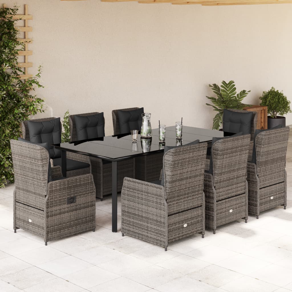 Set Mobilier De Grădină Cu Perne, 9 Piese, , Poliratan