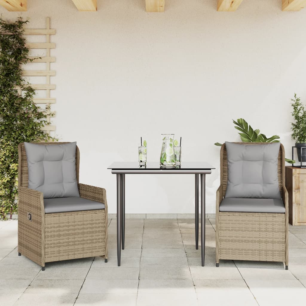 Set Mobilier De Grădină Cu Perne, 3 Piese, , Poliratan