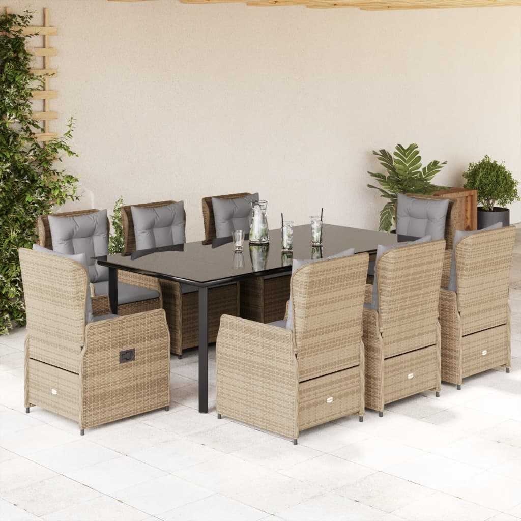 Set Mobilier De Grădină Cu Perne, 9 Piese, , Poliratan