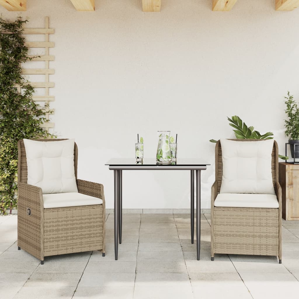 Set Mobilier De Grădină Cu Perne, 3 Piese, , Poliratan