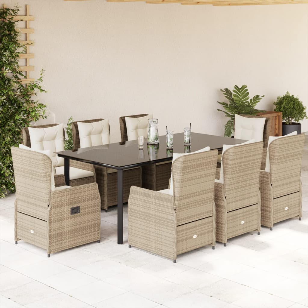 Set Mobilier De Grădină Cu Perne, 9 Piese, , Poliratan