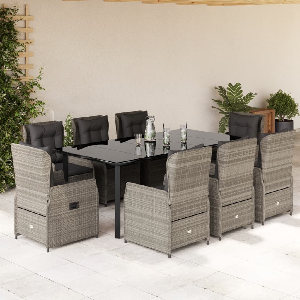 Set Mobilier De Grădină Cu Perne, 9 Piese, , Poliratan