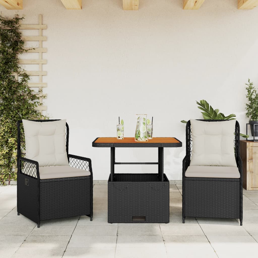 Set Mobilier De Grădină Cu Perne, 3 Piese, Bej, Poliratan