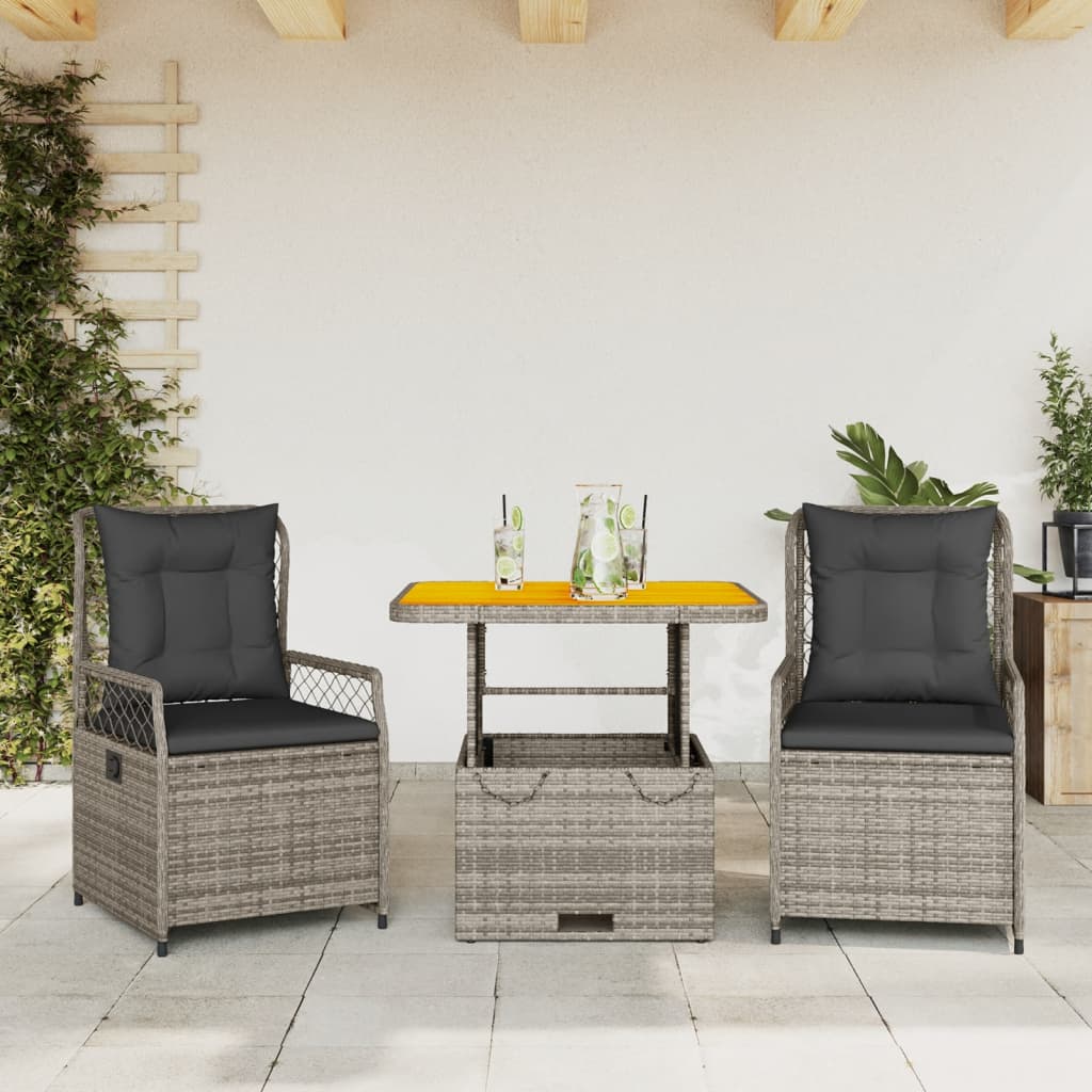Set Mobilier De Grădină Cu Perne, 3 Piese, Bej, Poliratan