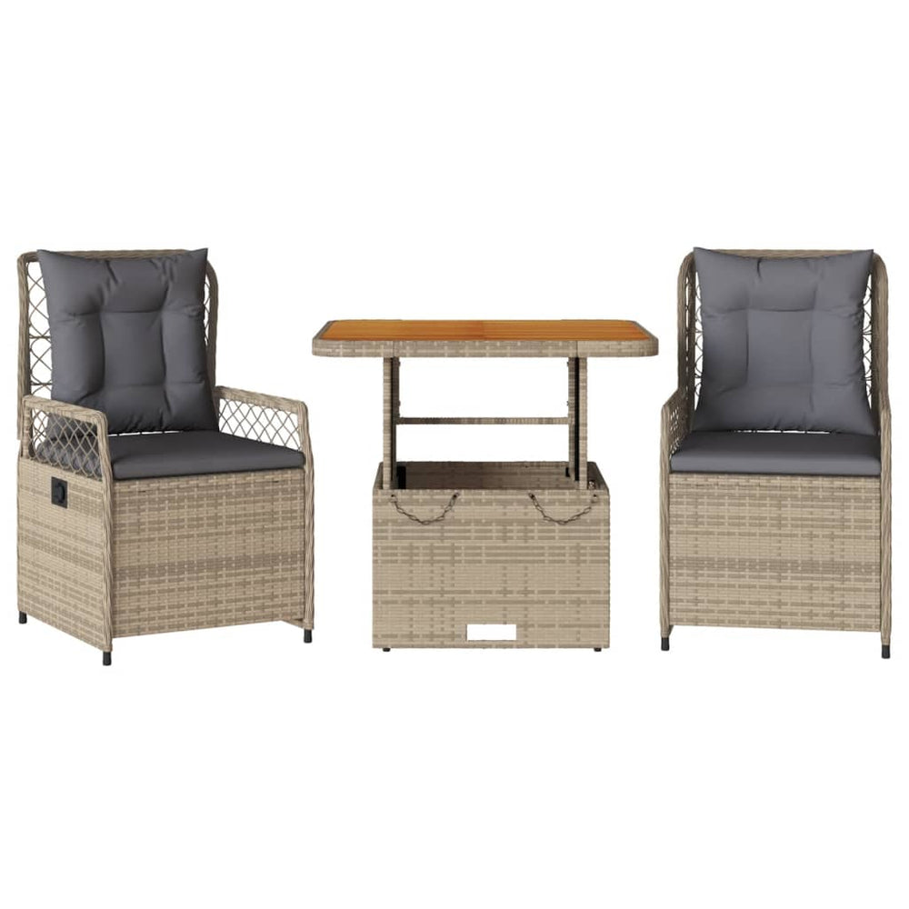 Set Mobilier De Grădină Cu Perne, 3 Piese, Bej, Poliratan