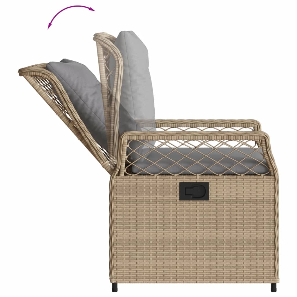Set Mobilier De Grădină Cu Perne, 3 Piese, Bej, Poliratan