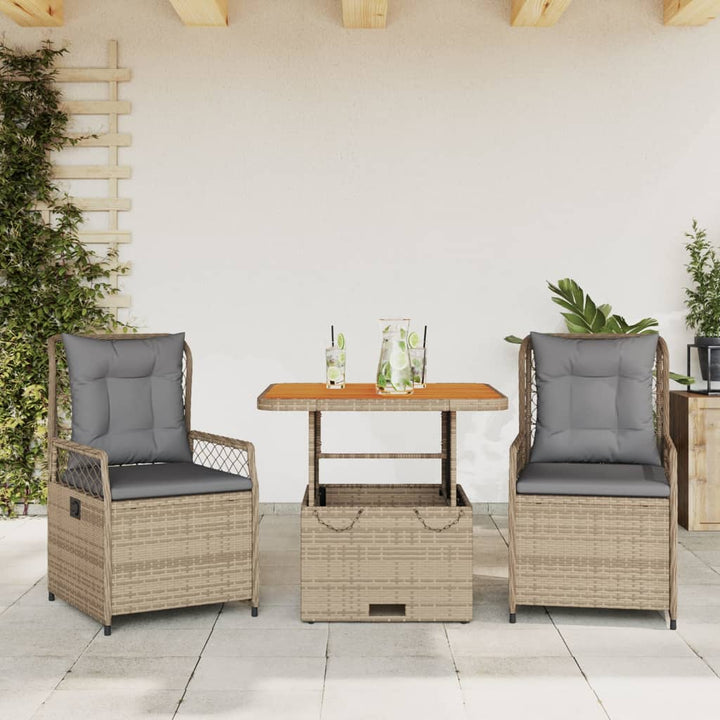 Set Mobilier De Grădină Cu Perne, 3 Piese, Bej, Poliratan