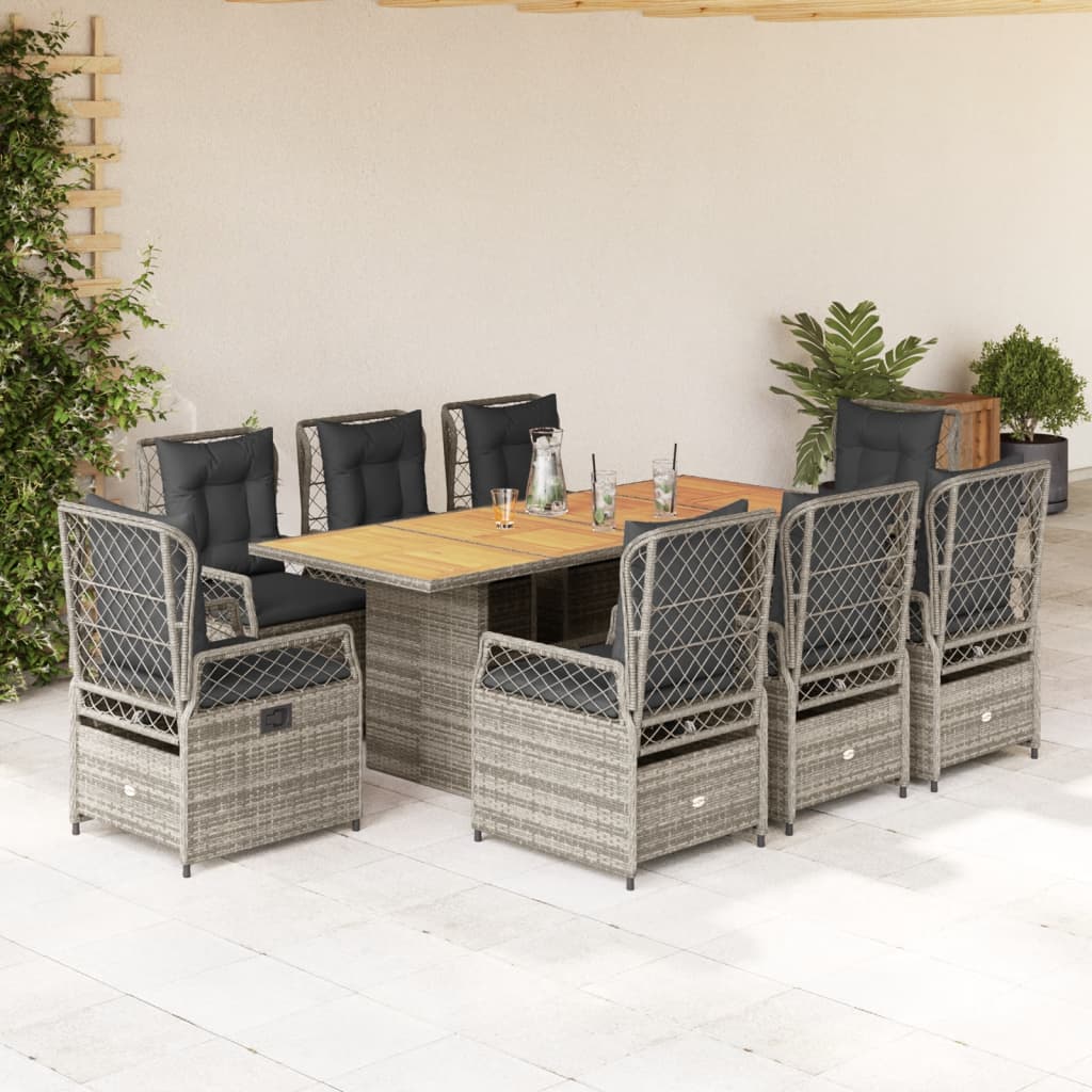 Set De Masă Pentru Grădină, 7 Piese, Cu Perne, Bej, Poliratan