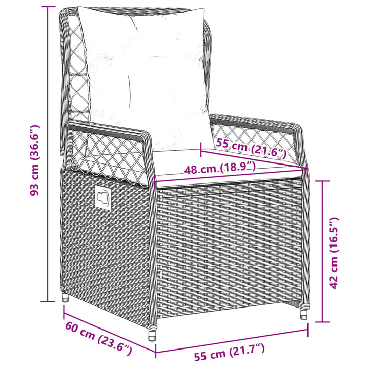 Set Mobilier De Grădină Cu Perne, 3 Piese, , Poliratan