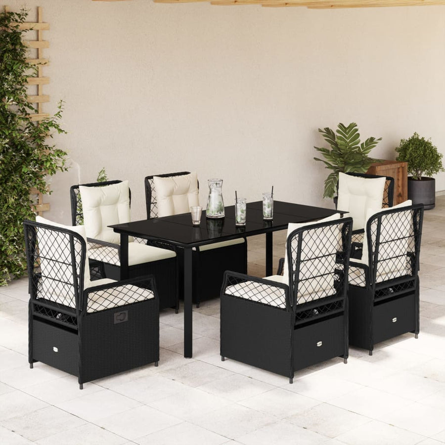 Set Mobilier De Grădină Cu Perne, 7 Piese, , Poliratan