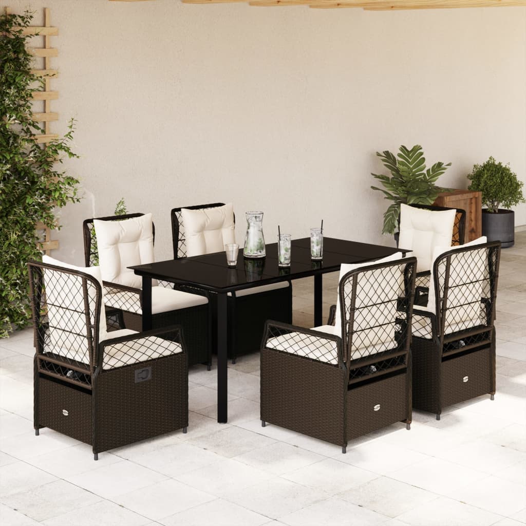 Set Mobilier De Grădină Cu Perne, 7 Piese, , Poliratan