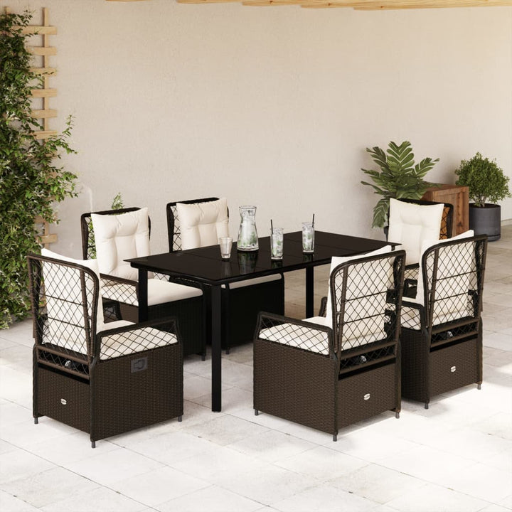 Set Mobilier De Grădină Cu Perne, 7 Piese, , Poliratan